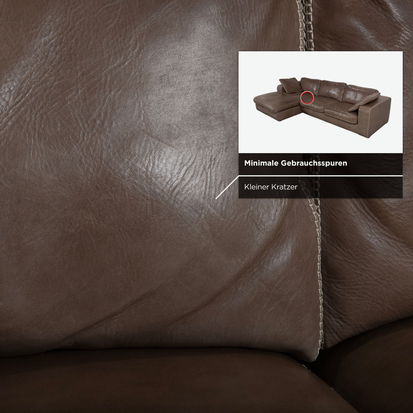 Mobilier Canapé d'angle Machalke Valentino en cuir brun taupe photo