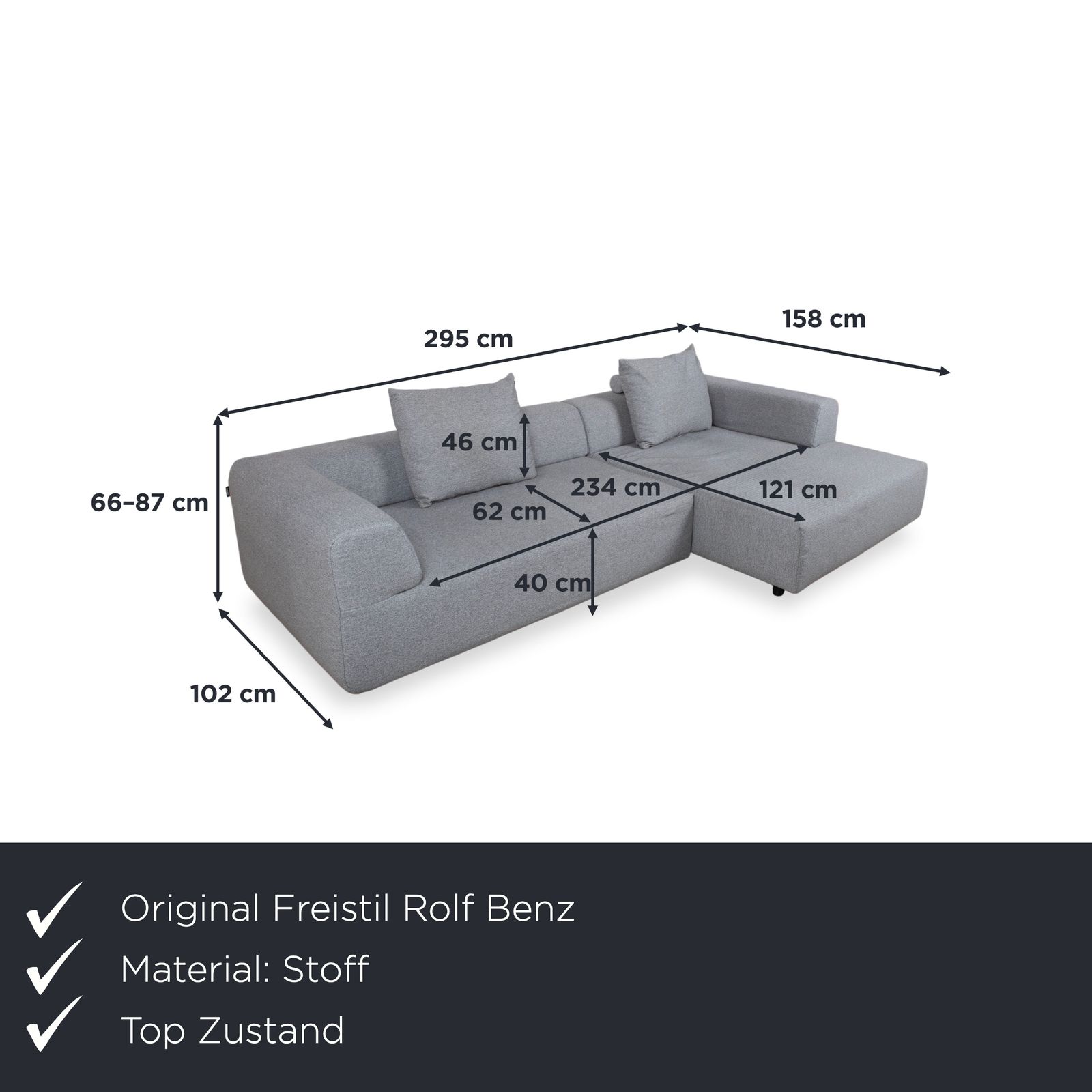 Freistil Rolf Benz Hoekbank Stof Grijs photo furniture