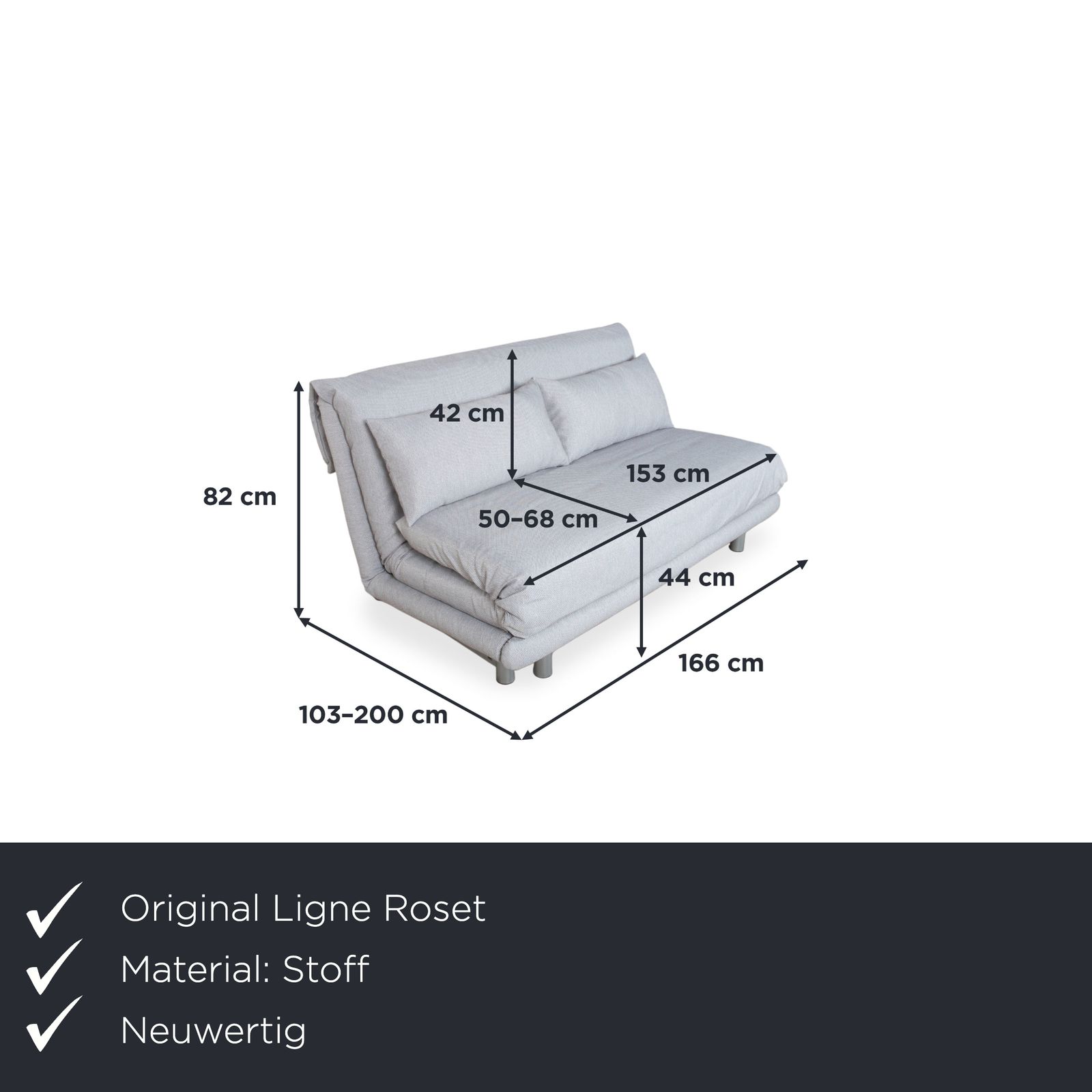 Ligne Roset Multy Stof Driezitter Grijs Manuele Functie Slaapbank Opnieuw Bekleed Verano 600 photo furniture