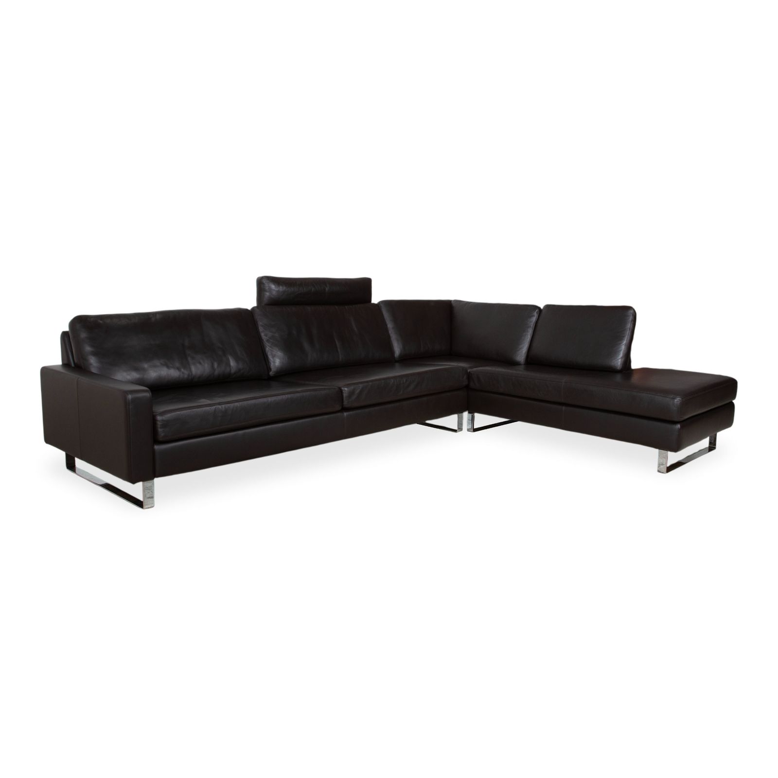 Cor Conseta Leather Corner Sofa Brown Espresso Headrest photo for sale