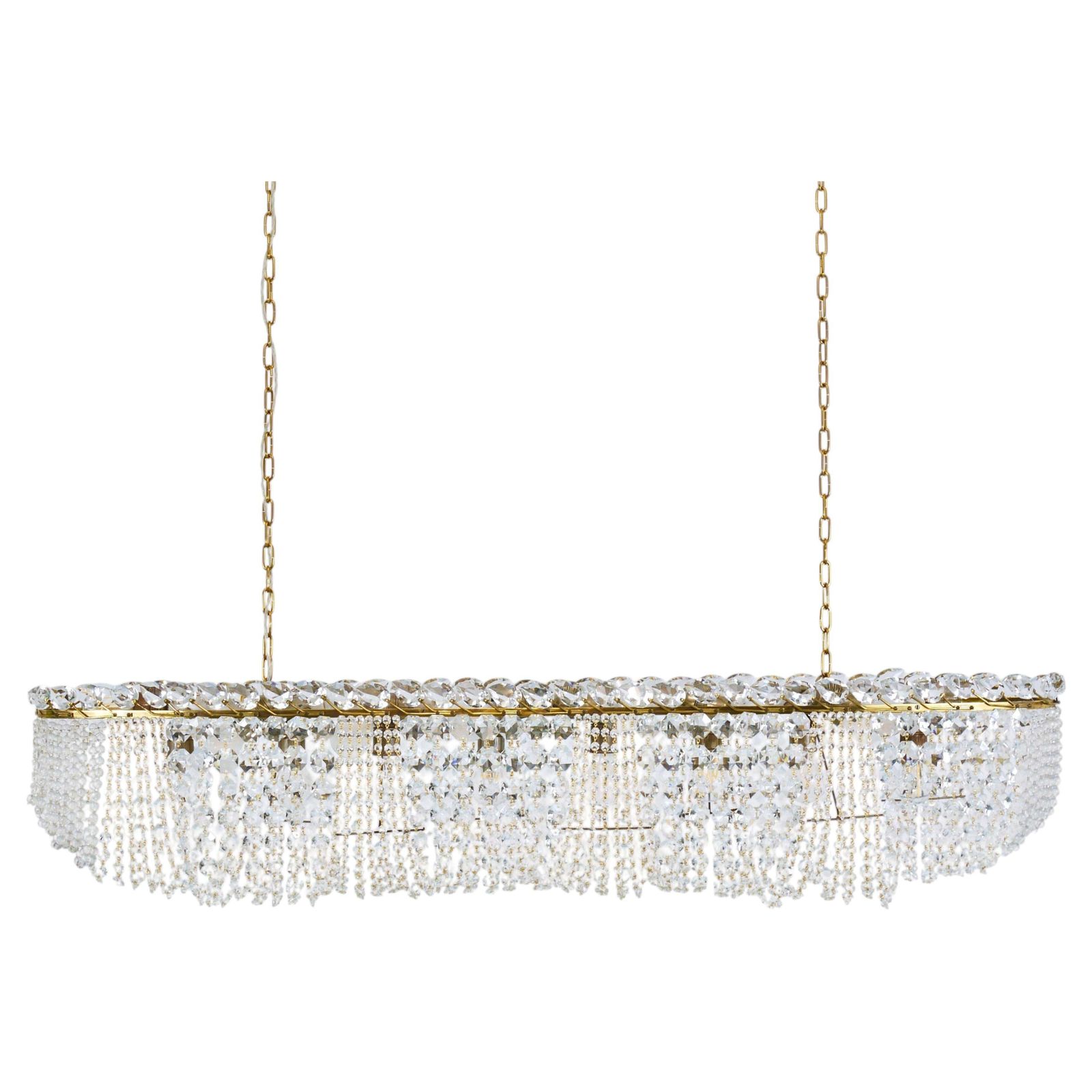 J.T. Kalmar Josef Frank 58" Zeppelin Crystal And Brass Chandelier, Vienna, 1950s