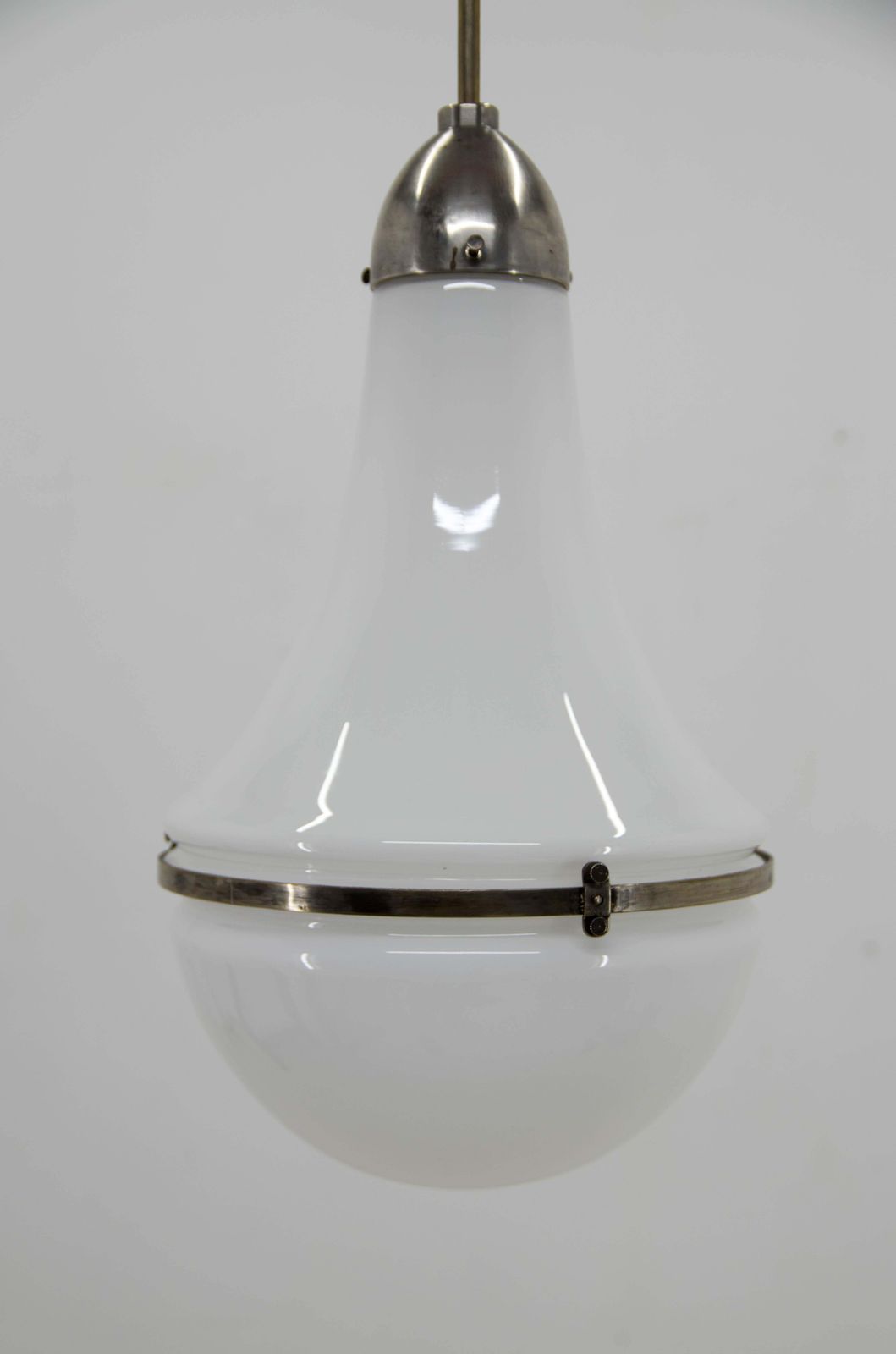 photo vinterior Art Deco Pendant Light By Peter Behrens, Opaline Glass, 1910s, Adjustable