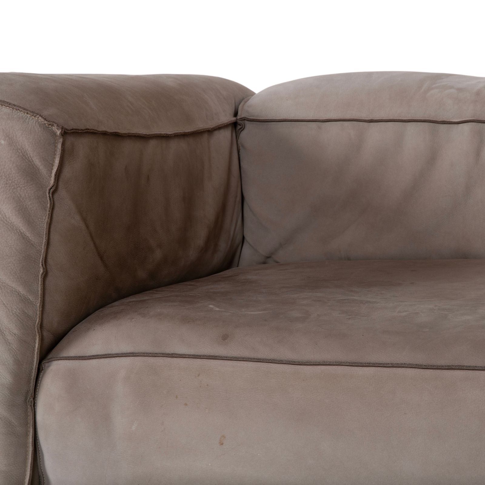 Baxter Leather Corner Sofa Grey Beige photo for sale