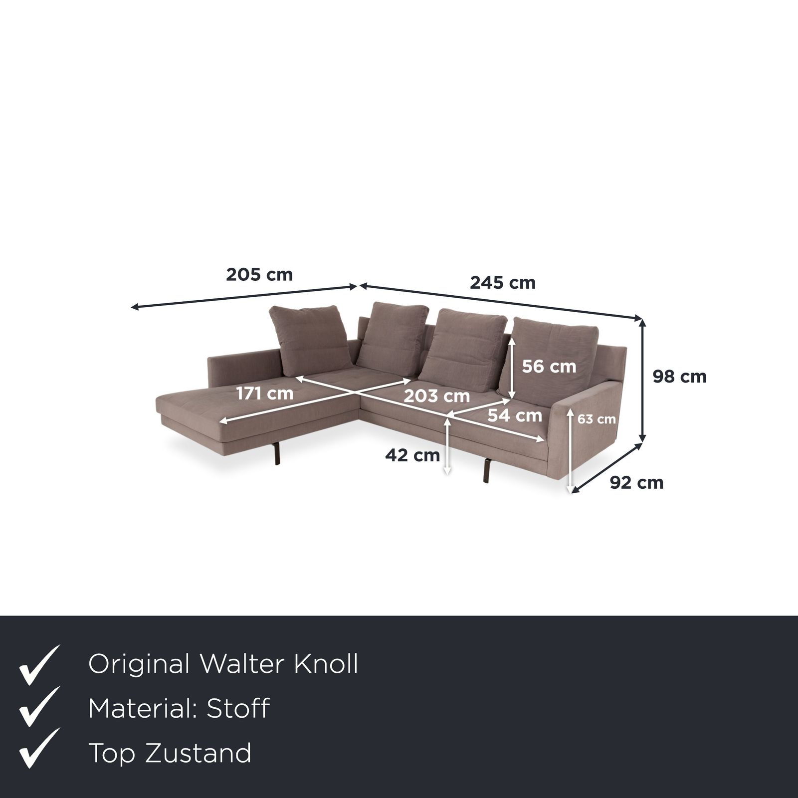 Walter Knoll Gordon Hoekbank Stof Grijs Taupe photo furniture