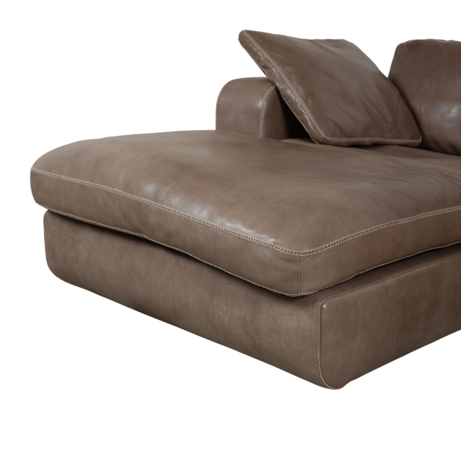 photo furniture Canapé d'angle Machalke Valentino en cuir avec pouf, brun taupe