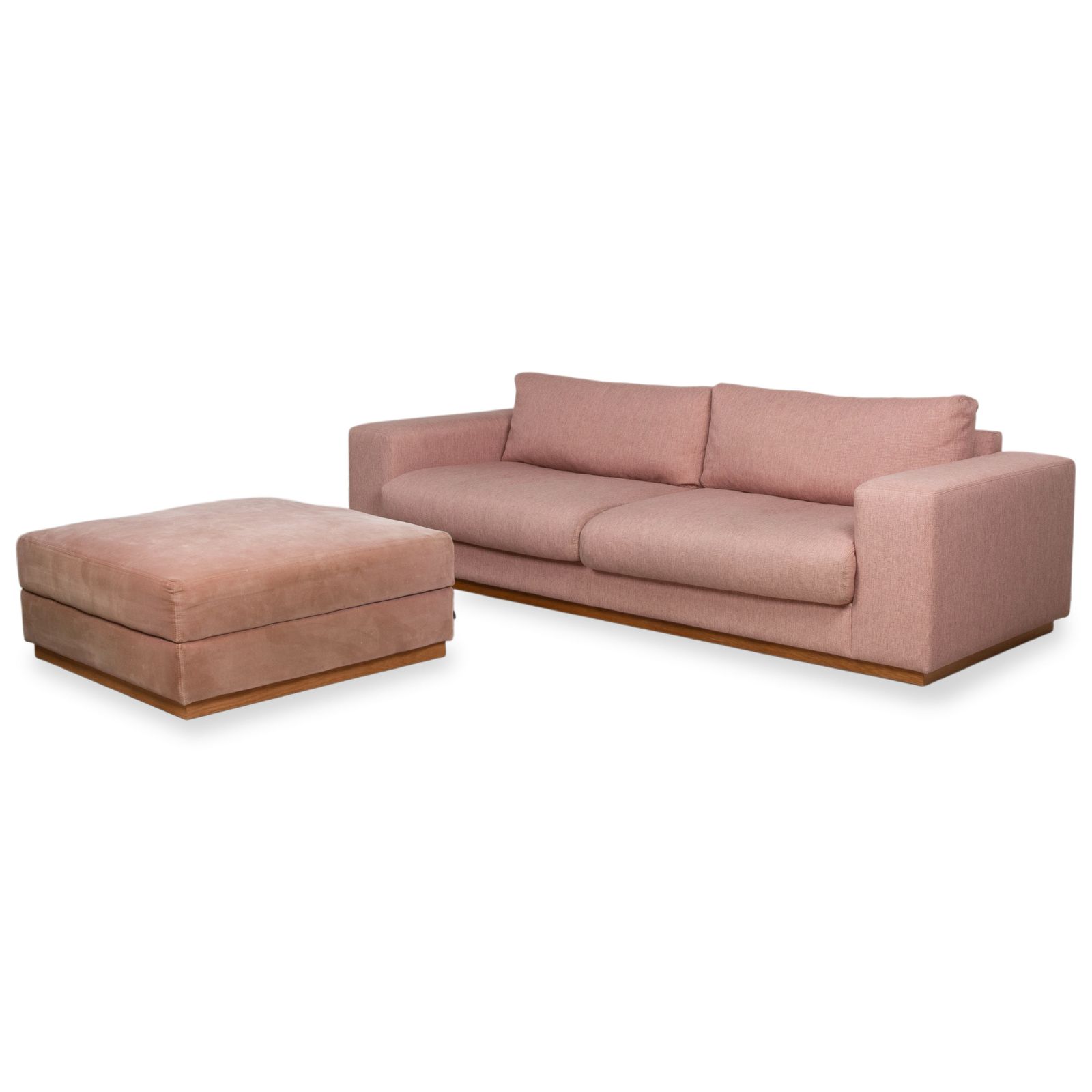 Bolia Sepia Stof Set, Driezitsbank Met Hocker, Roze En Antiek Roze