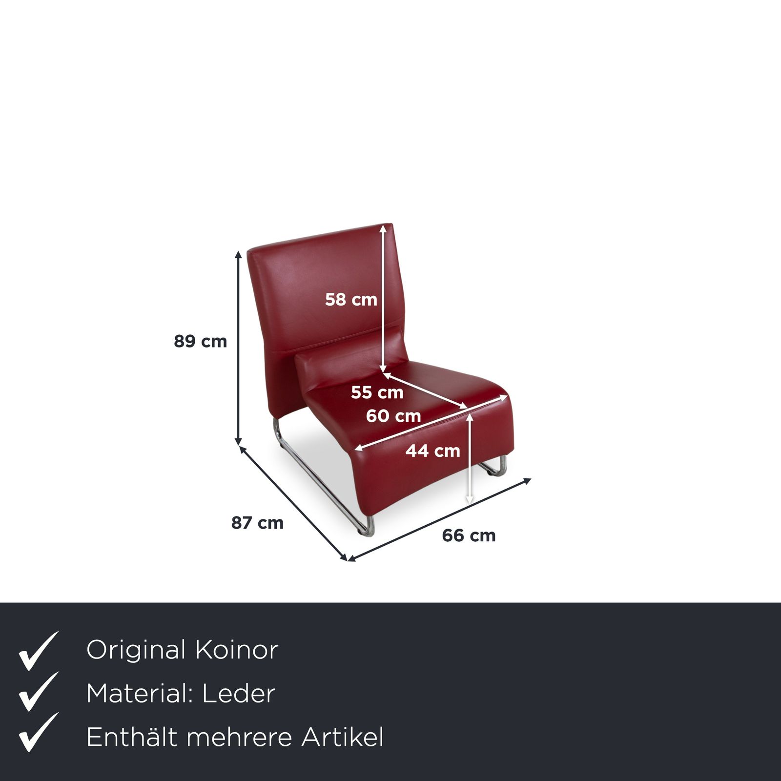 Ensemble Koinor Volare canapé 2 places et fauteuil en cuir, rouge, fonction manuelle photo furniture