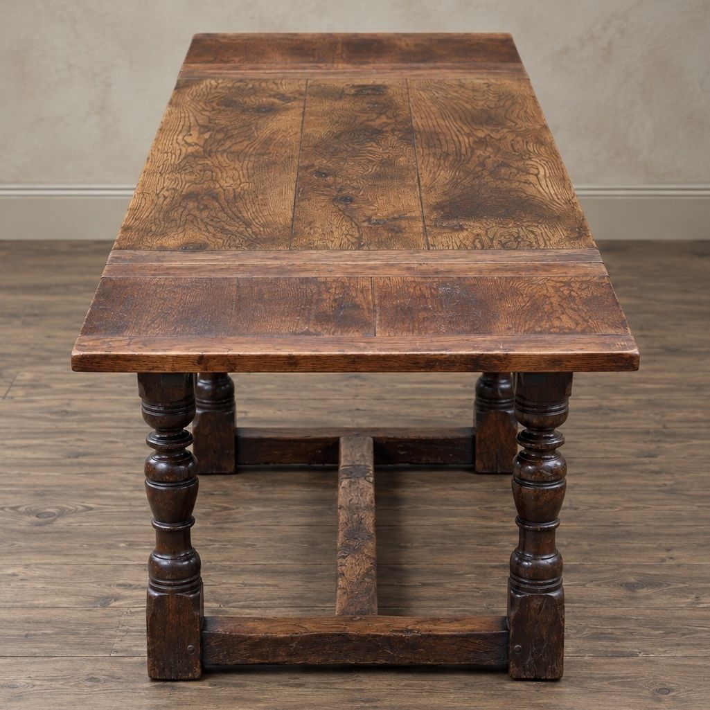 photo buy 17th Century Oak Draw Leaf Extending Dining Table