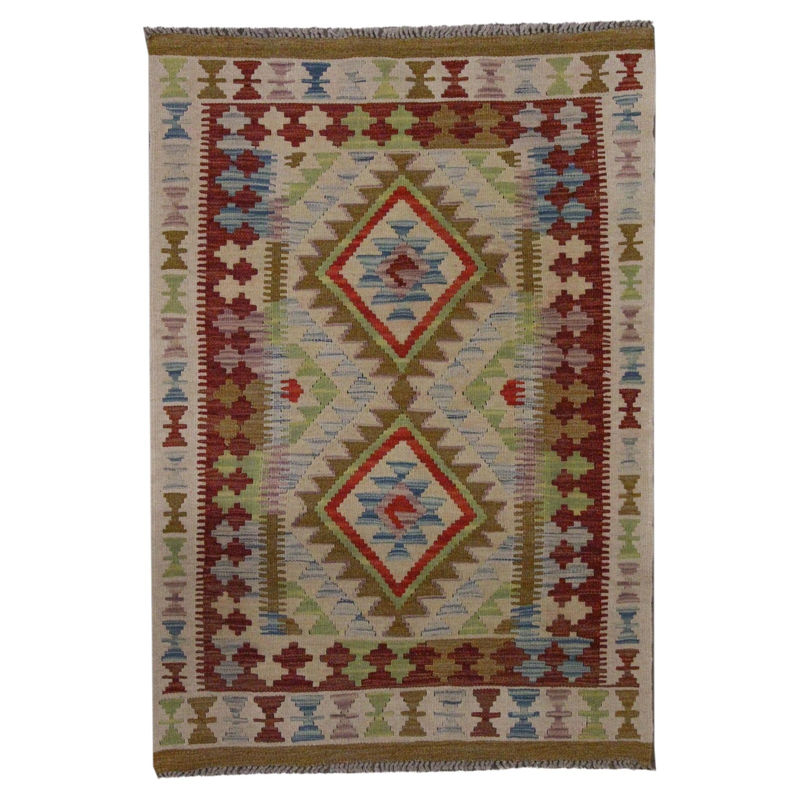 Klein Geometrisch Zig Zag Kilim Platgeweven Wollen Decoratief Woonkamer Vloerkleed