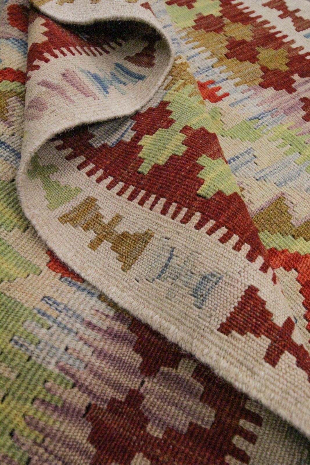 Klein Geometrisch Zig Zag Kilim Platgeweven Wollen Decoratief Woonkamer Vloerkleed photo 265.0