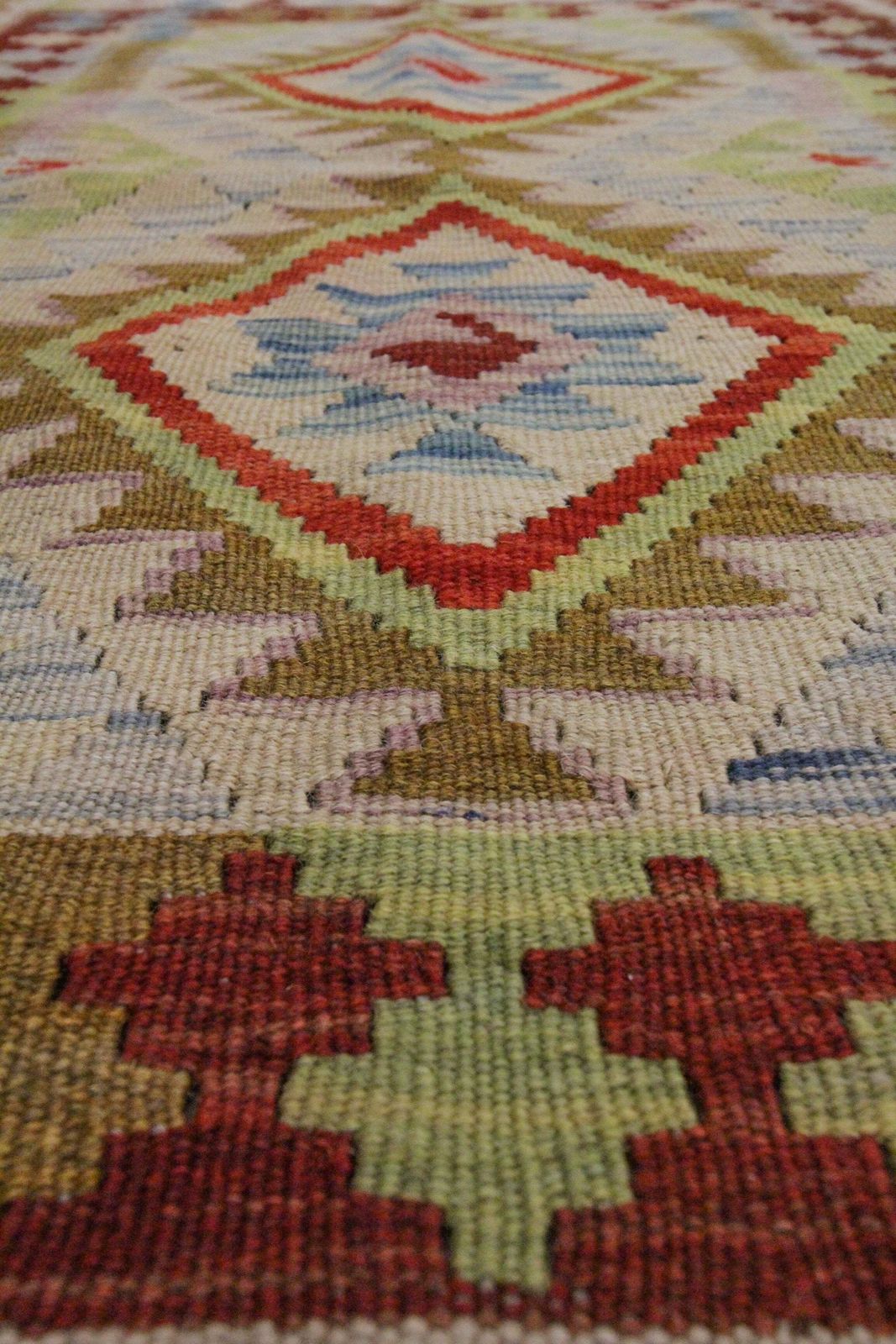Klein Geometrisch Zig Zag Kilim Platgeweven Wollen Decoratief Woonkamer Vloerkleed photo vintage