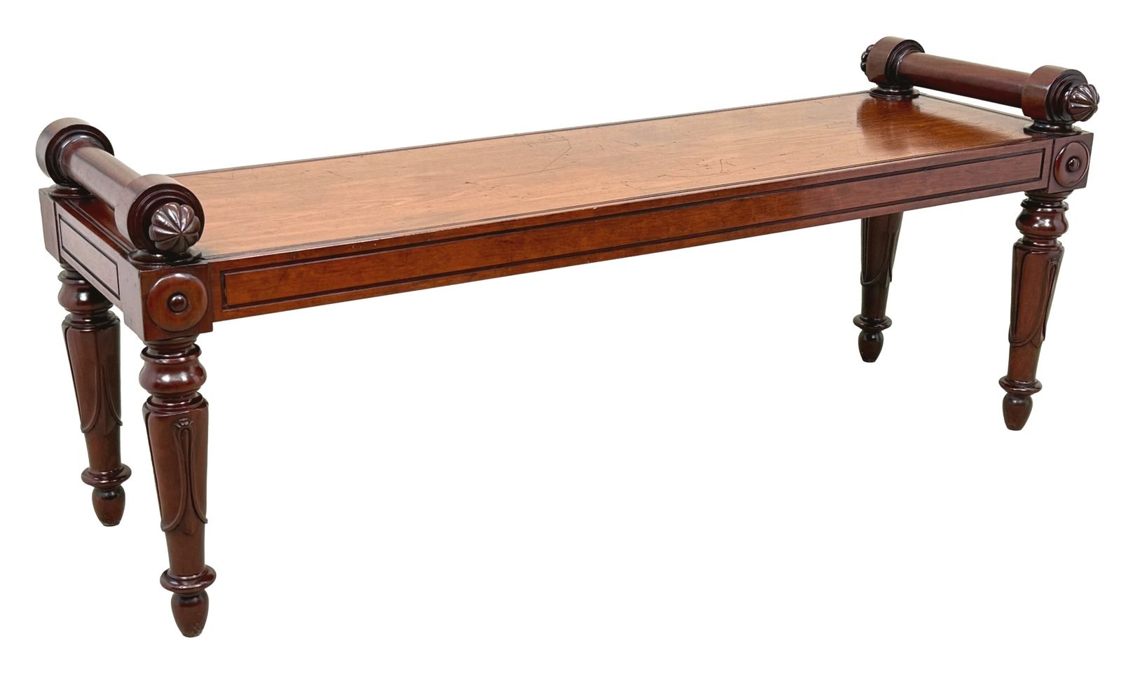 Large Regency Mahogany Hall Bench, Early 19th Century (England, Circa 1835) photo vintage