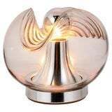 Lighting Art Deco Design Organic Moulded Glass & Chrome Table Lamp By Mégal Ag Swiss photo