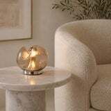 photo buy Art Deco Design Organic Moulded Glass & Chrome Table Lamp By Mégal Ag Swiss