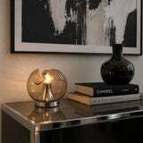 photo vintage Art Deco Design Organic Moulded Glass & Chrome Table Lamp By Mégal Ag Swiss