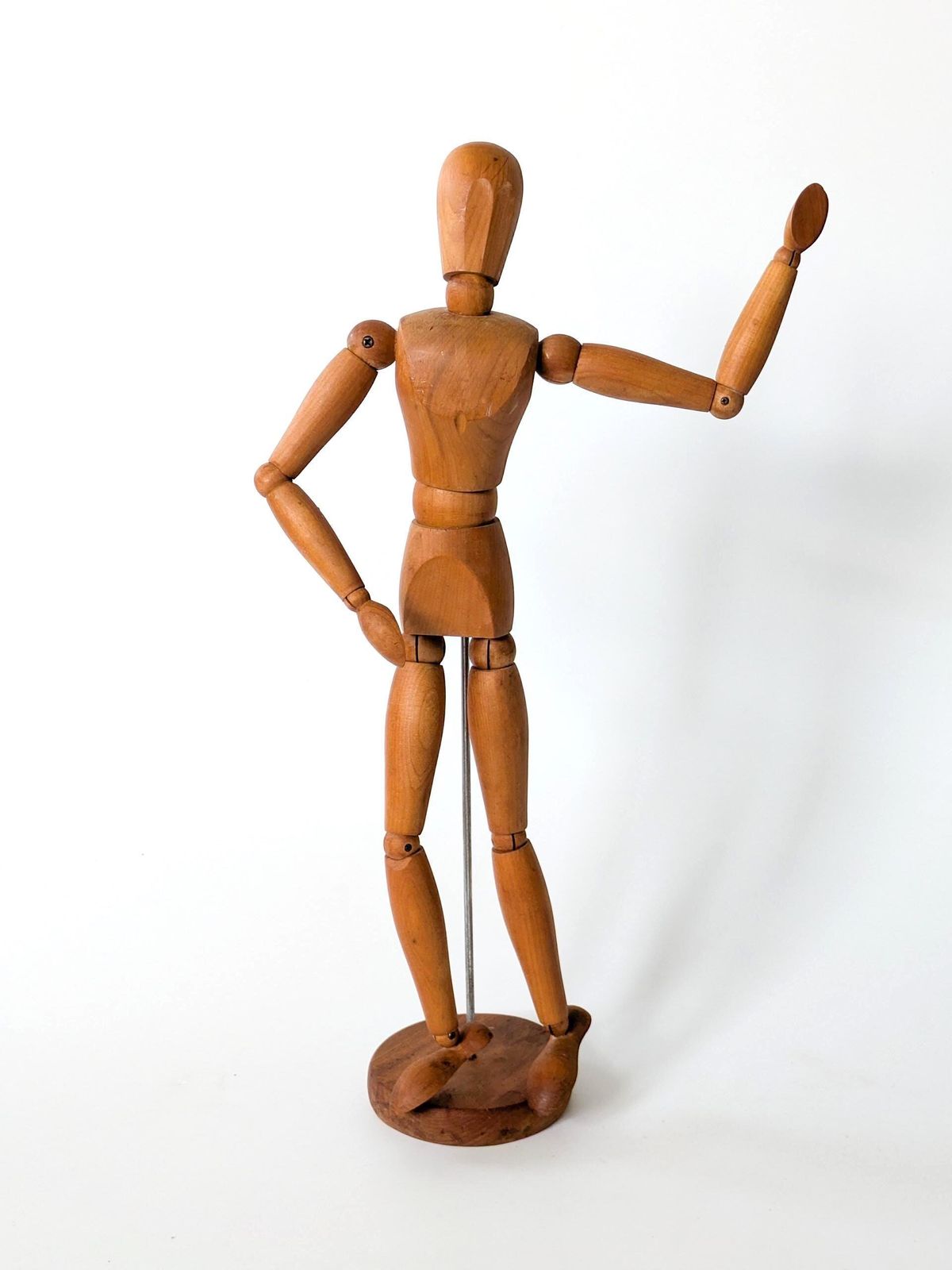 Large Vintage Wood Articulated Artist Manikin Drawing Figure Mannequin On Stand