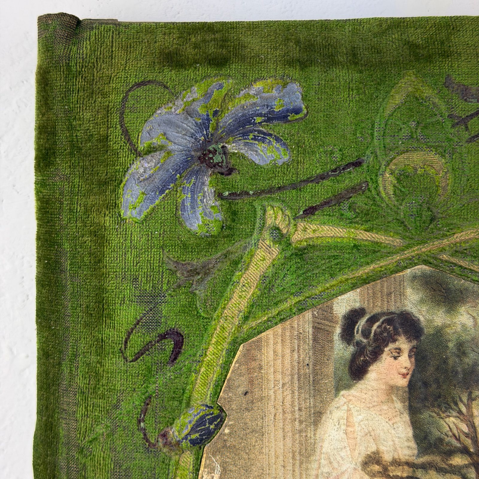 French Art Nouveau Photo Album, Green Velvet Photograph & Postcard Album, Belle époque Memory Book, Circa 1900 photo vintage
