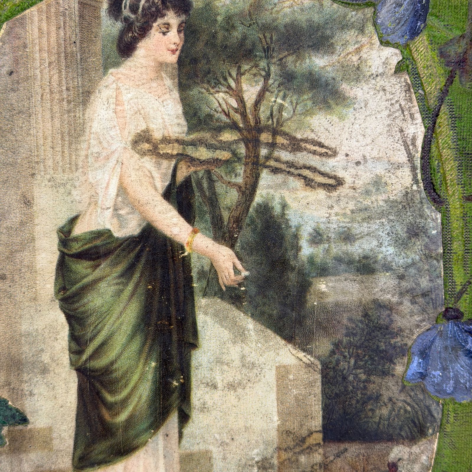 Frans Art Nouveau fotoalbum, groen fluwelen foto- en ansichtkaartalbum, Belle Époque geheugenboek, ca. 1900 photo Woonaccessoires