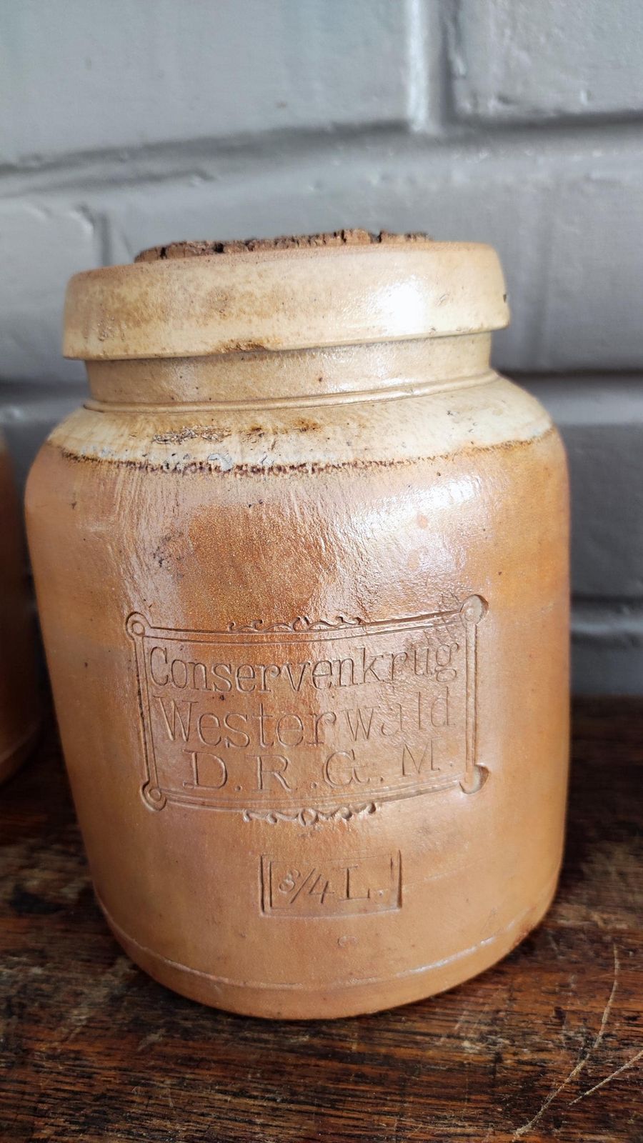 Pot de conservation d'époque en grès de Westerwald, émaillé au sel, pot de cuisine