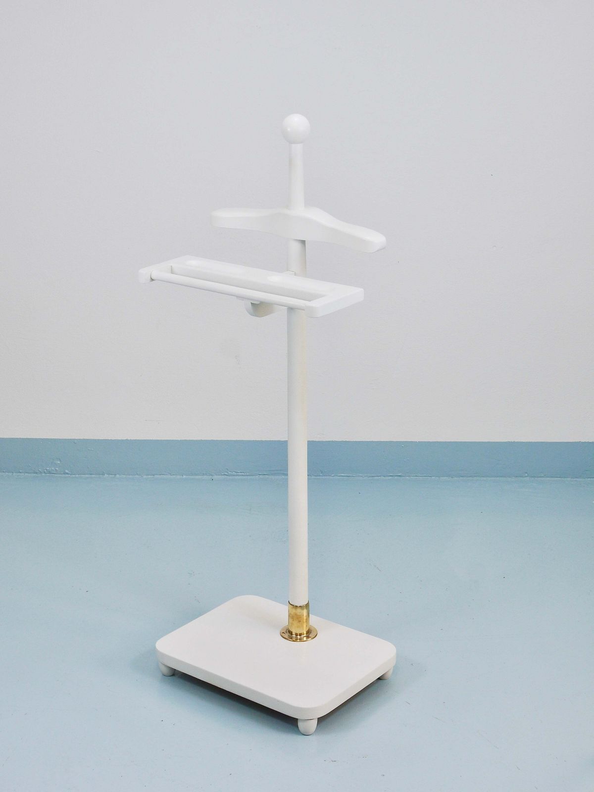 1920s Art Nouveau White & Brass Valet Jugendstil Clothing Stand, Vienna, Austria photo vintage