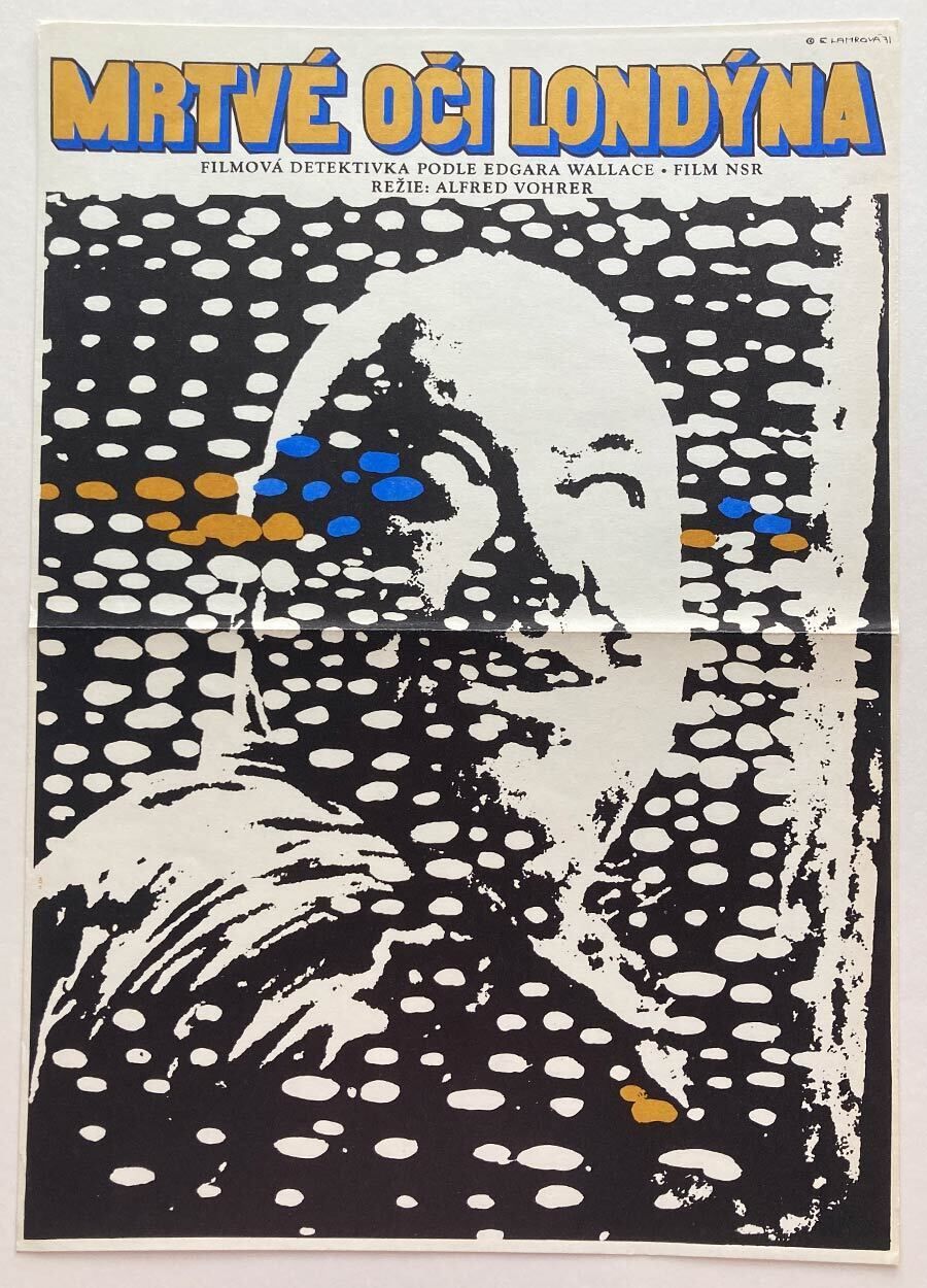 Filmaffiche, Dark Eyes Of London, Eva Bergeå Lamrová, 1971, Vintage Tsjechisch ontwerp