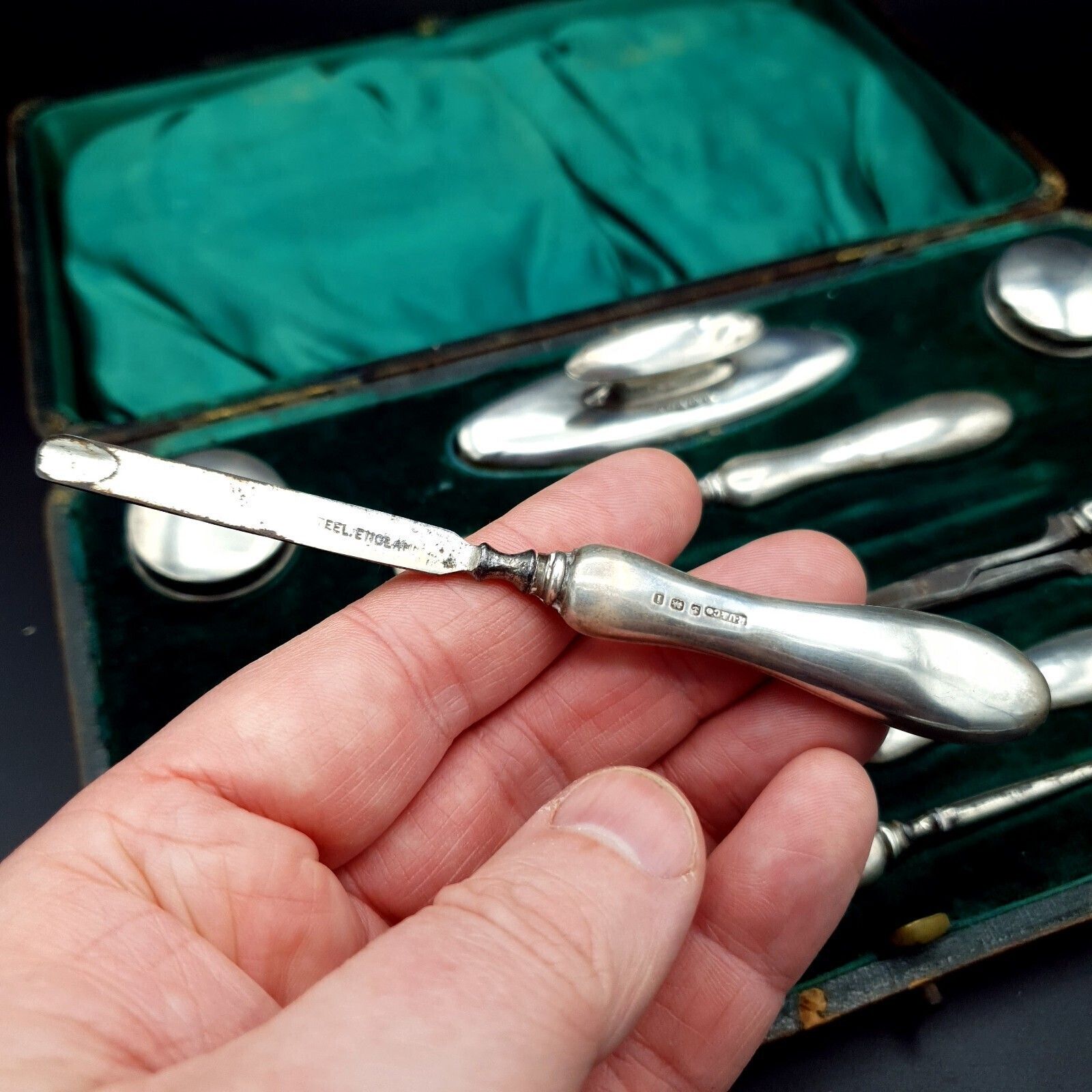 photo buy Antiek manicureset met zilveren handvatten 1908 BHM Silver R.U & Co & W.G.K maker en doos