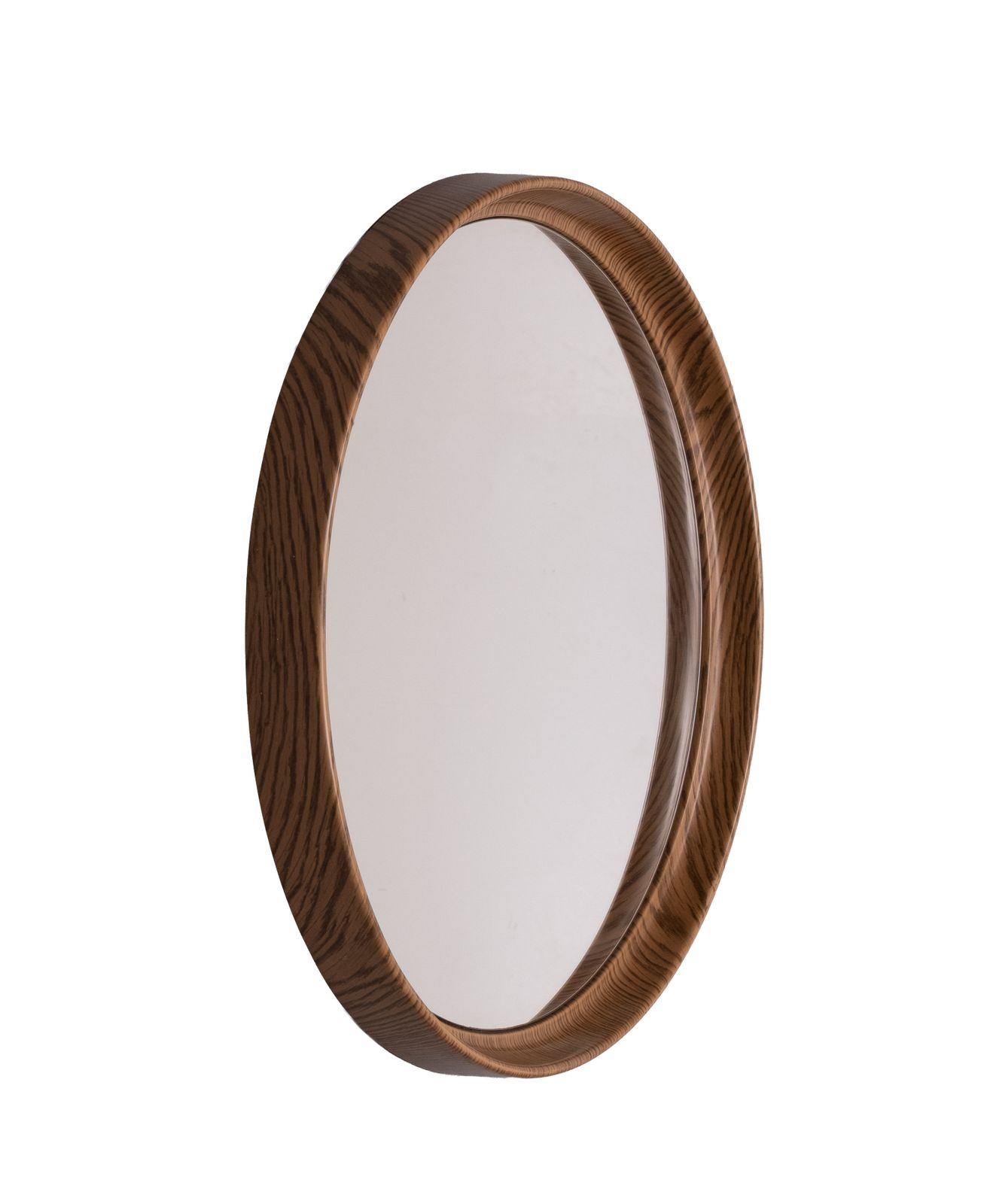 Ronde Plastic Wandspiegel met Houtlook Print, jaren 1970, Frankrijk