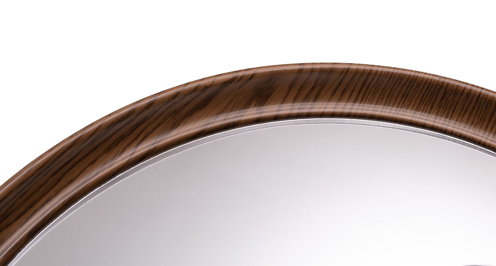 Ronde Plastic Wandspiegel met Houtlook Print, jaren 1970, Frankrijk photo Woonaccessoires