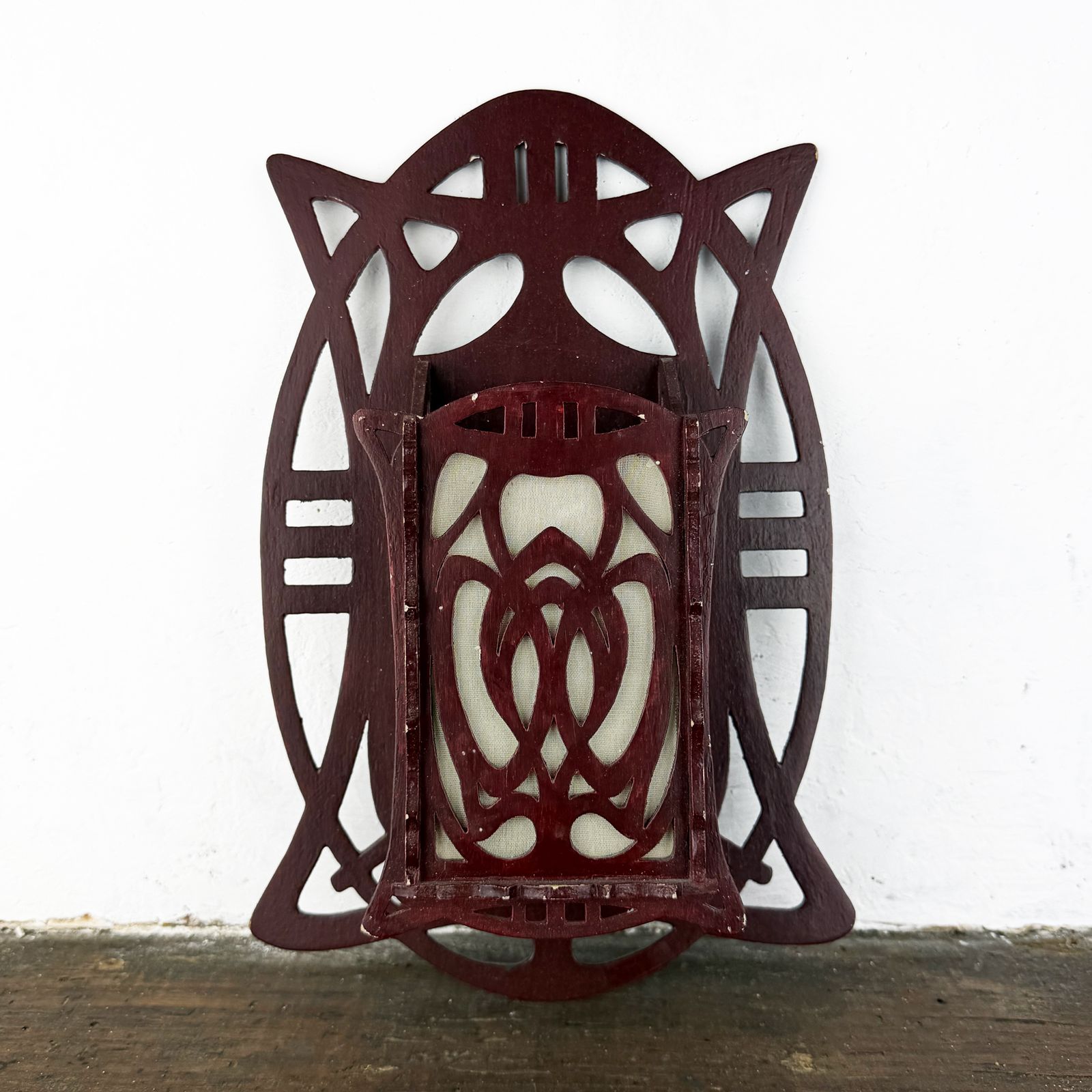 Art Nouveau houten wandbrievenhouder, kleine hangende postorganizer, Jugendstil wanddecoratie