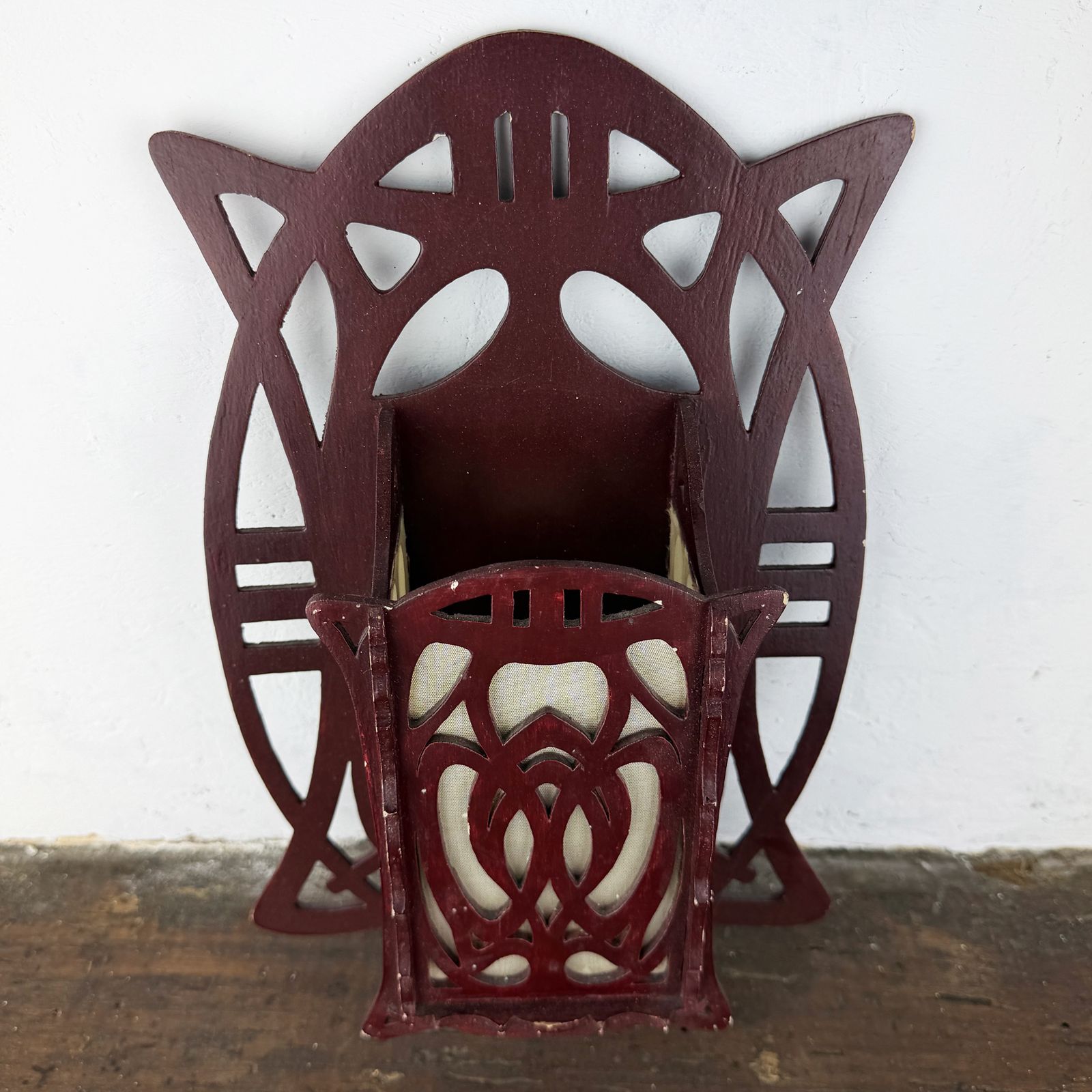 Art Nouveau houten wandbrievenhouder, kleine hangende postorganizer, Jugendstil wanddecoratie photo 72.0