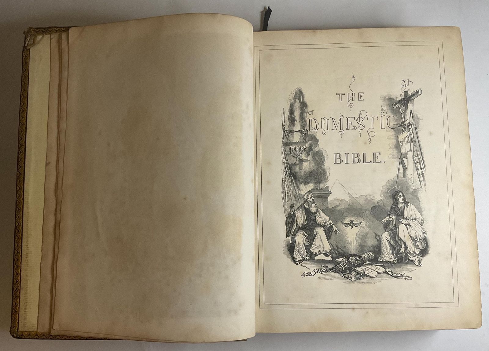 Mid 19th Century Cobbin's Domestic Bible Illustrated Heirloom Edition photo vinterior
