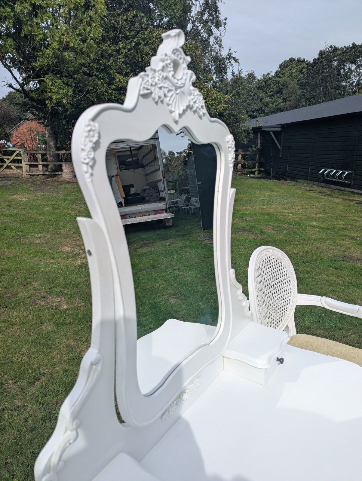 photo vintage French Armoire Painted Quality Dressing Table & Mirror  Delivery Available 0374
