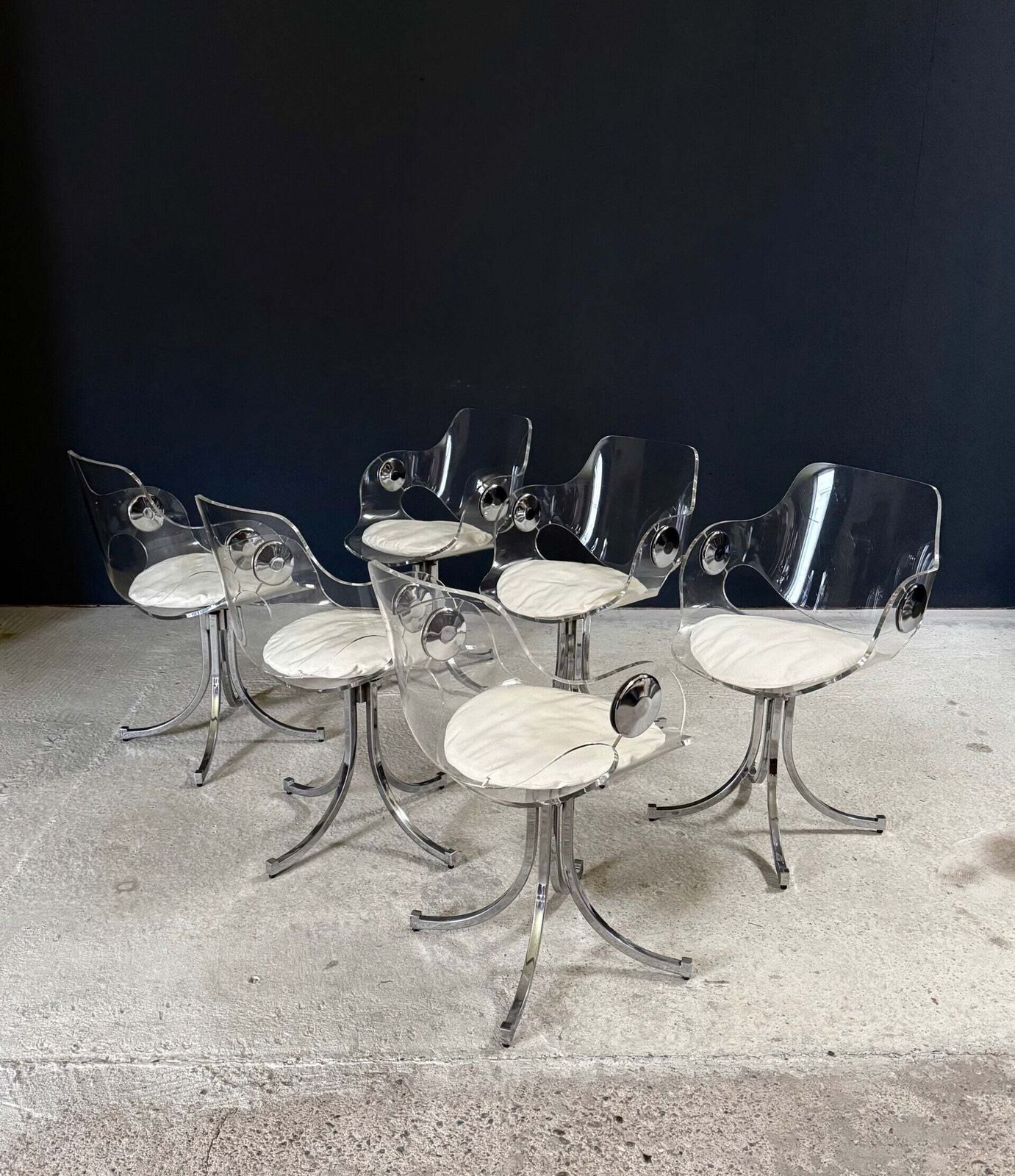 Mcm Design Dining Chair Set By Boris Tabacoff, France 1970's photo for sale