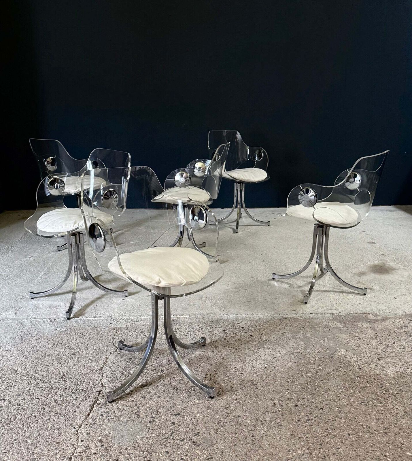 Mcm Design Dining Chair Set By Boris Tabacoff, France 1970's photo buy
