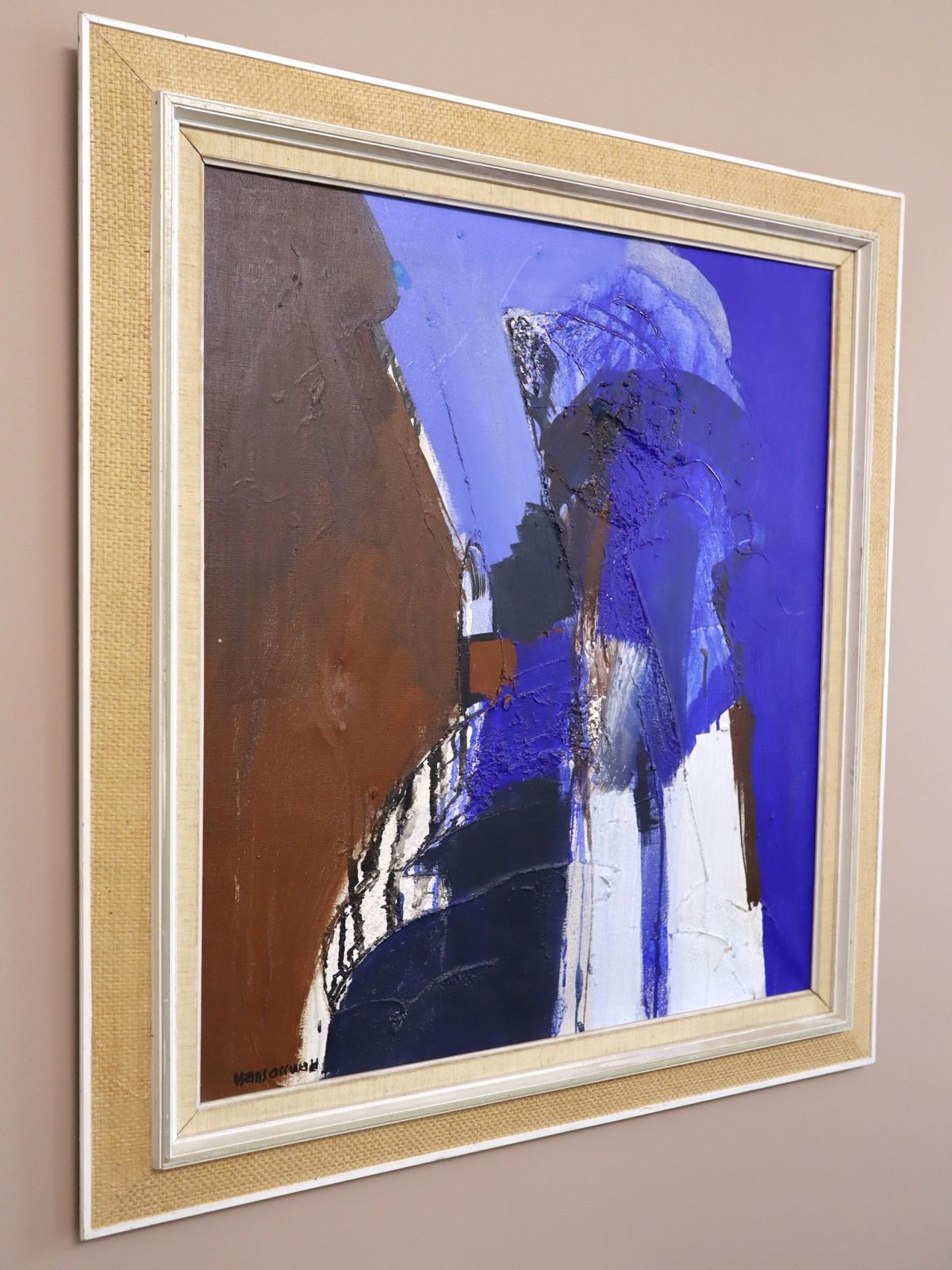 Blue Division , Oil Painting, Mid 20th Century photo for sale