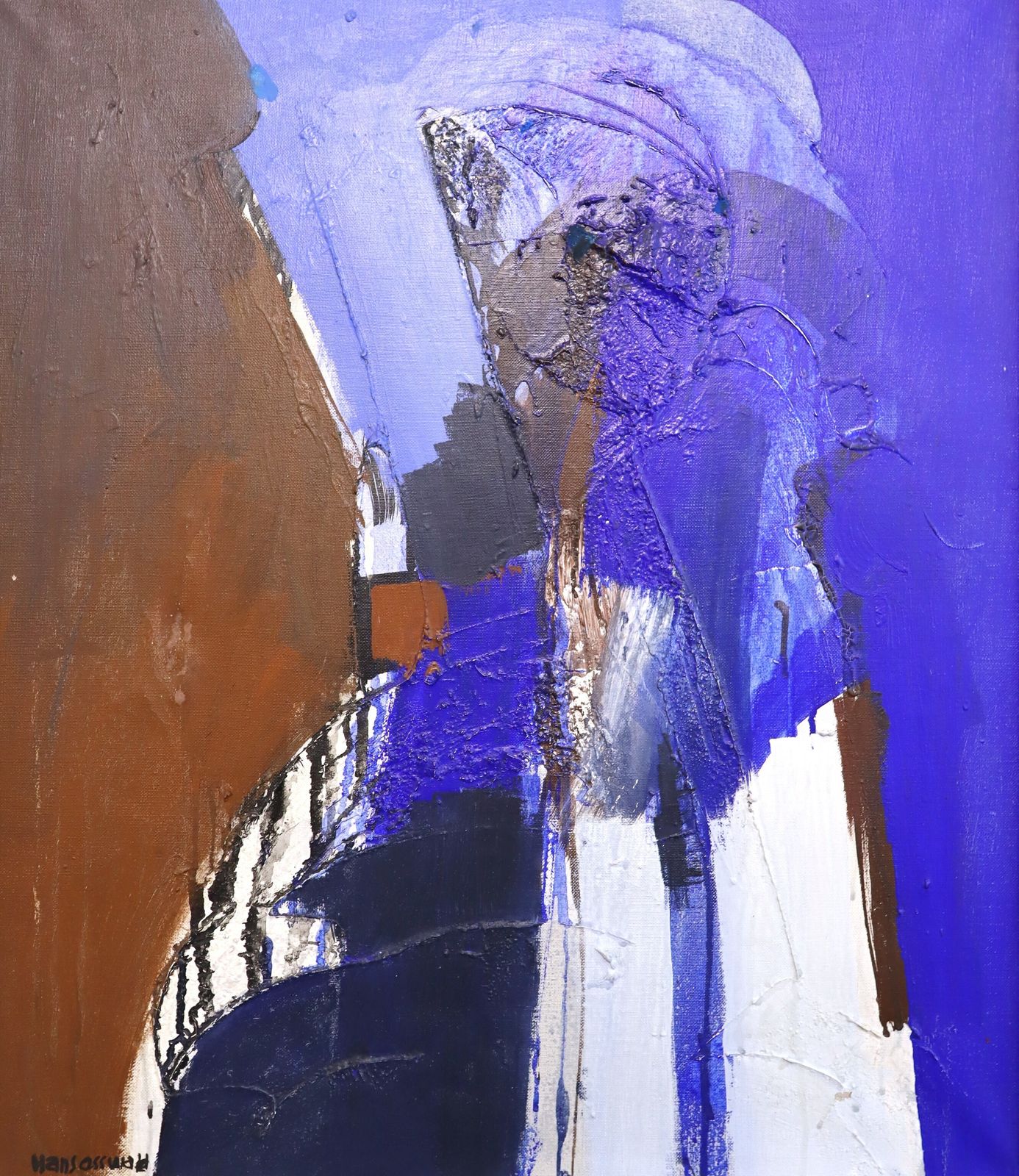 Blue Division, olieverfschilderij, midden 20e eeuw photo vinterior