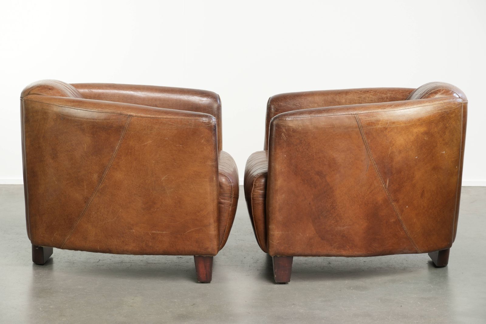 Characterful Set Of Two Vintage Grained Cowhide Aviator Design Armchairs In A Beautiful Cognac Color With A Timeless Look photo furniture