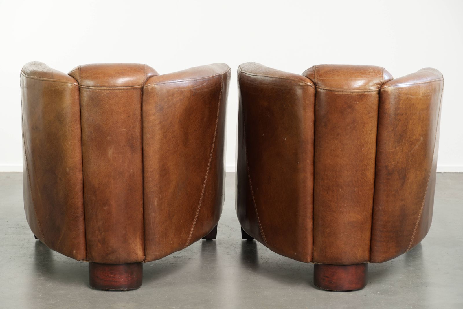 Characterful Set Of Two Vintage Grained Cowhide Aviator Design Armchairs In A Beautiful Cognac Color With A Timeless Look photo for sale