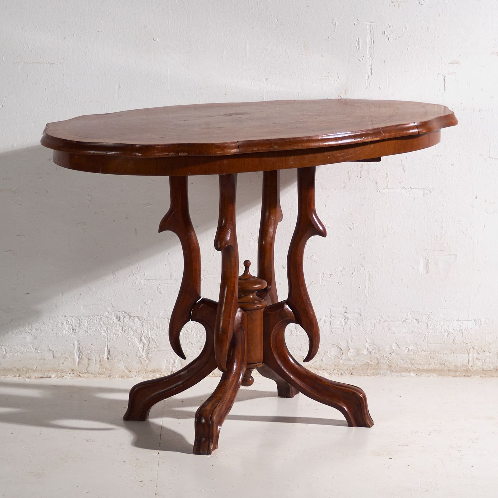 Antique Salon Table In Walnut Wood  Central Europe Circa 1880