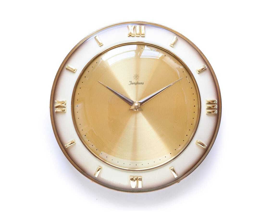 Junghans wandklok jaren 1950 mid-century modernisme Duitsland art deco stijl