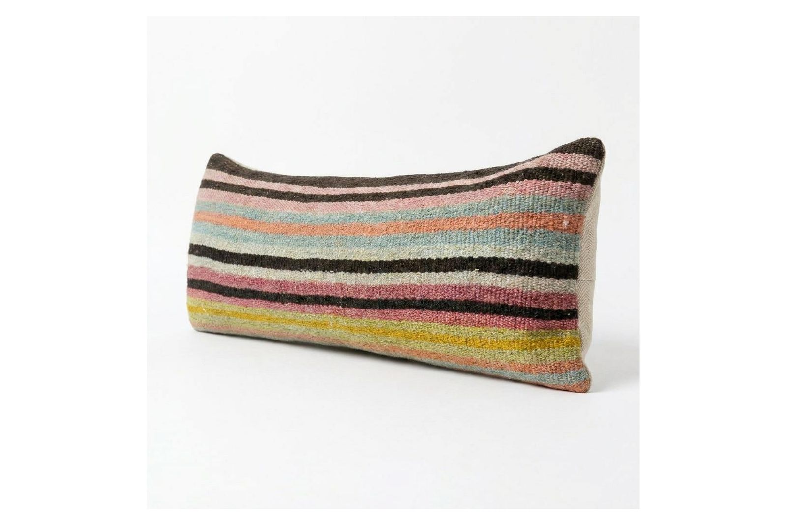 Housse de coussin lombaire Kilim à rayures, 23 x 56 cm photo for sale