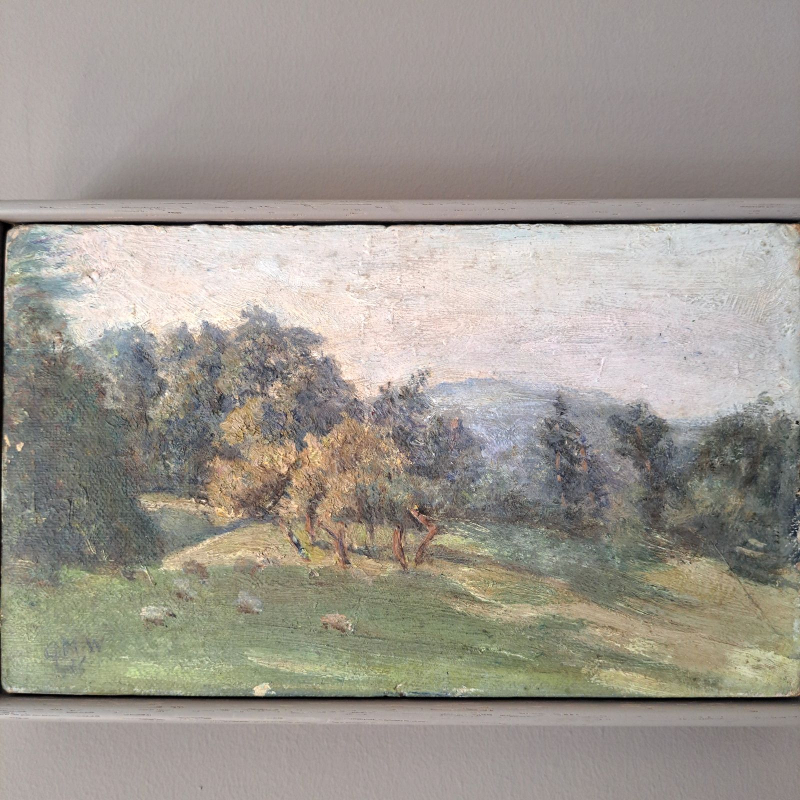 photo vinterior Small Oil Painting Of A Rural Landscape