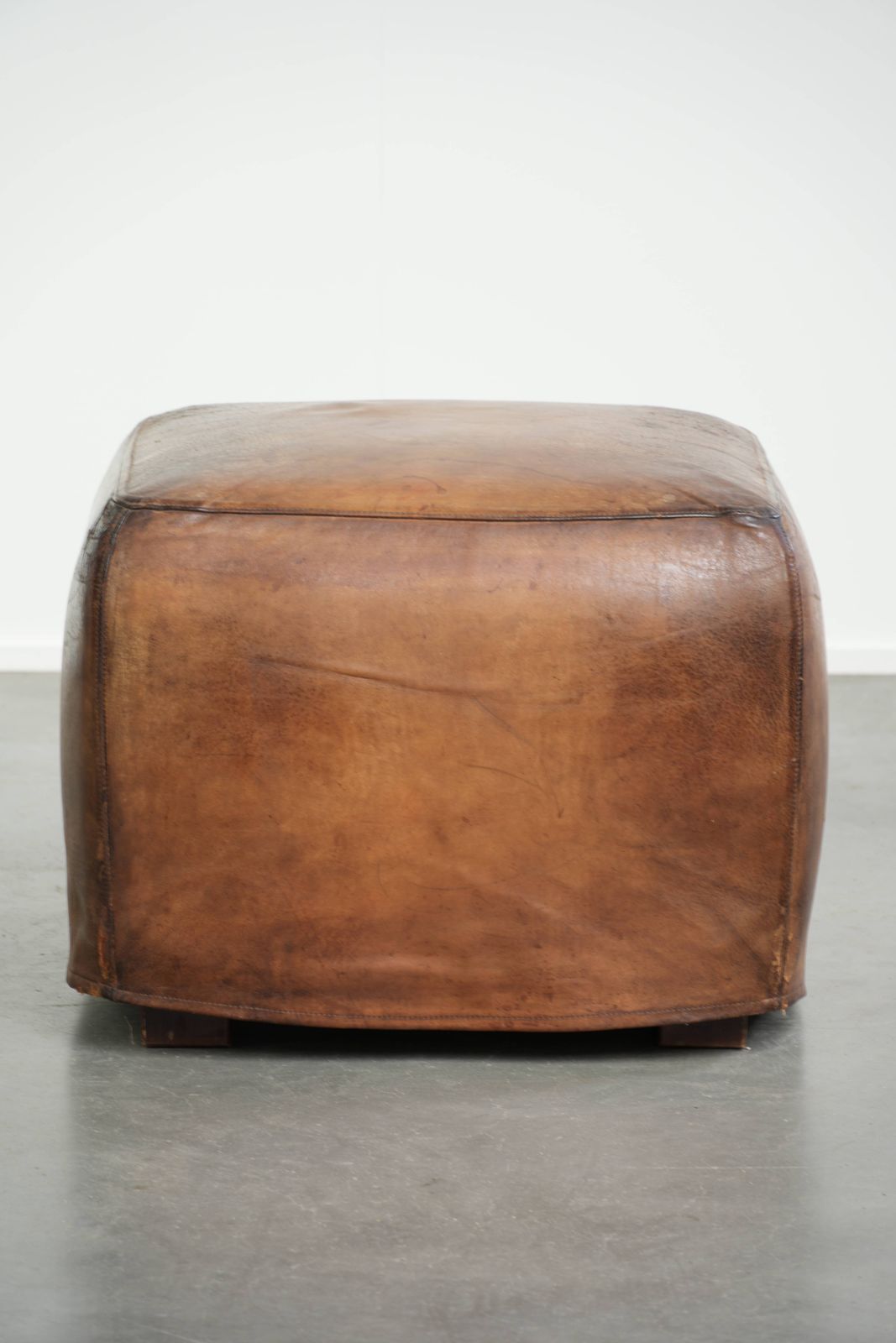 Unique And Large Sheepskin Designer Ottoman/Footstool With A Very Beautiful Patina And Stunning Colors photo Furniture
