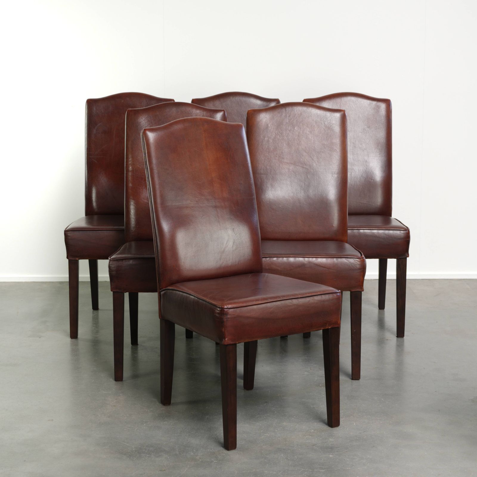 Beautiful And Comfortable Set Of 6 English Style Sheepskin Dining Chairs