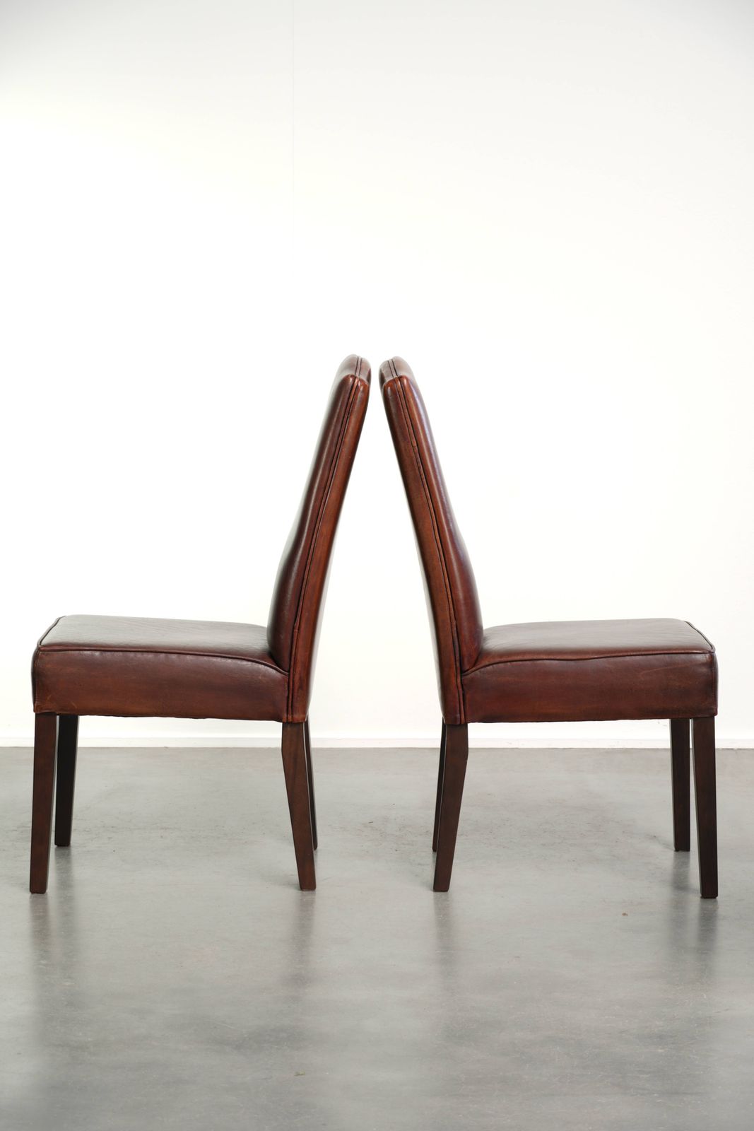 Set van 6 eetkamerstoelen in Engelse stijl met schapenvacht bekleding photo 1826.0