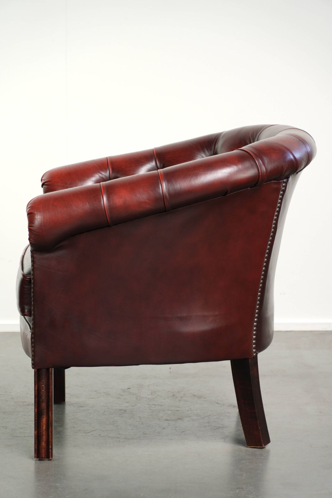 Nice, Subtle Cowhide Chesterfield Club Armchair In A Sought After And Timeless Red Color. photo 823.0