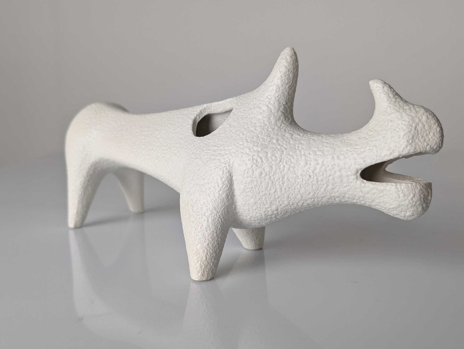 Mid Century Ceramic Sculpture Of A White Rhinoceros By Roberto Rigon, Italy, 1970s photo furniture
