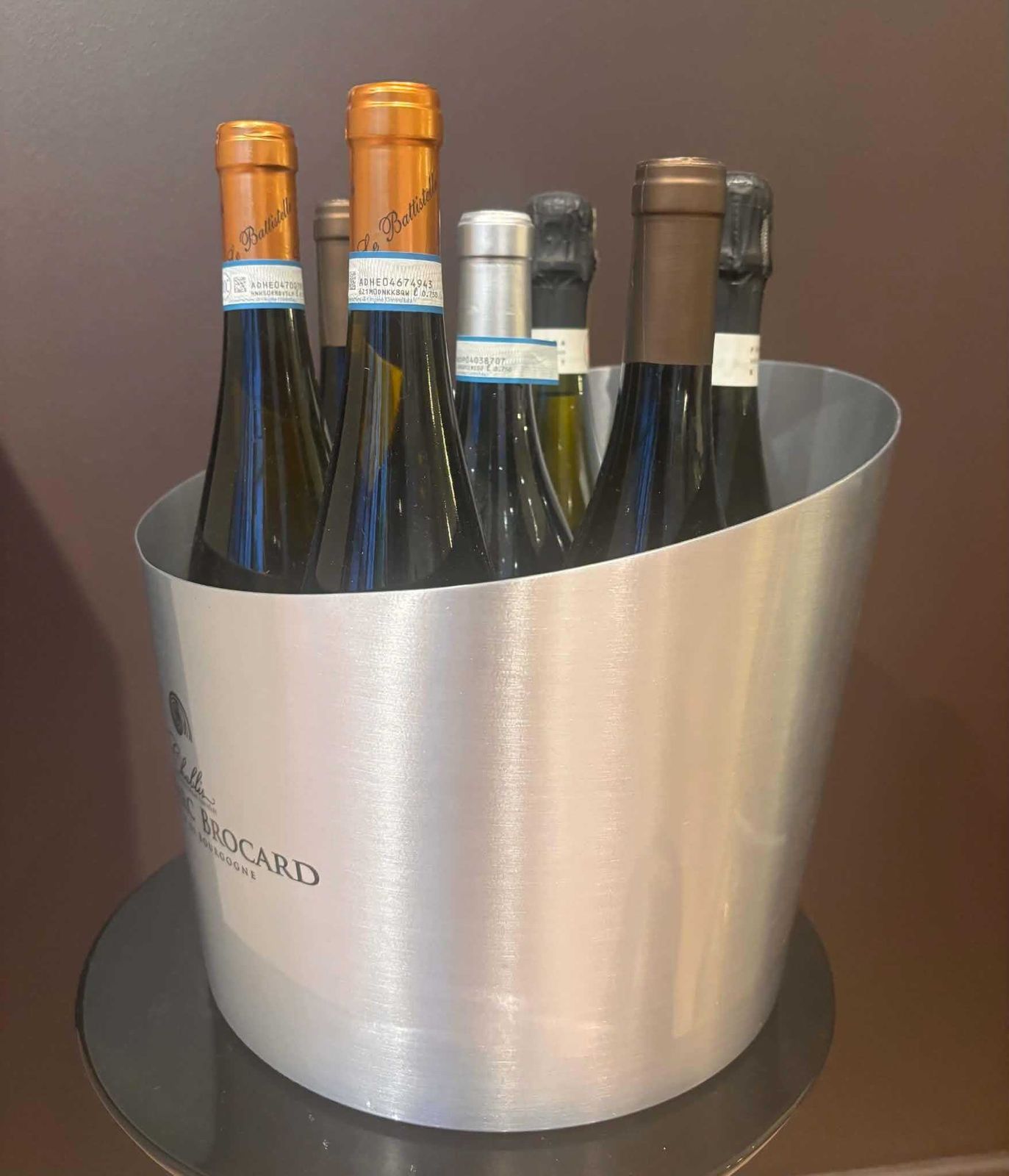 Jean Marc Brocard Chablis grote wijnkoeler 7 flessen roestvrij staal champagnekoeler Frans Bourgondië barware photo 371.0