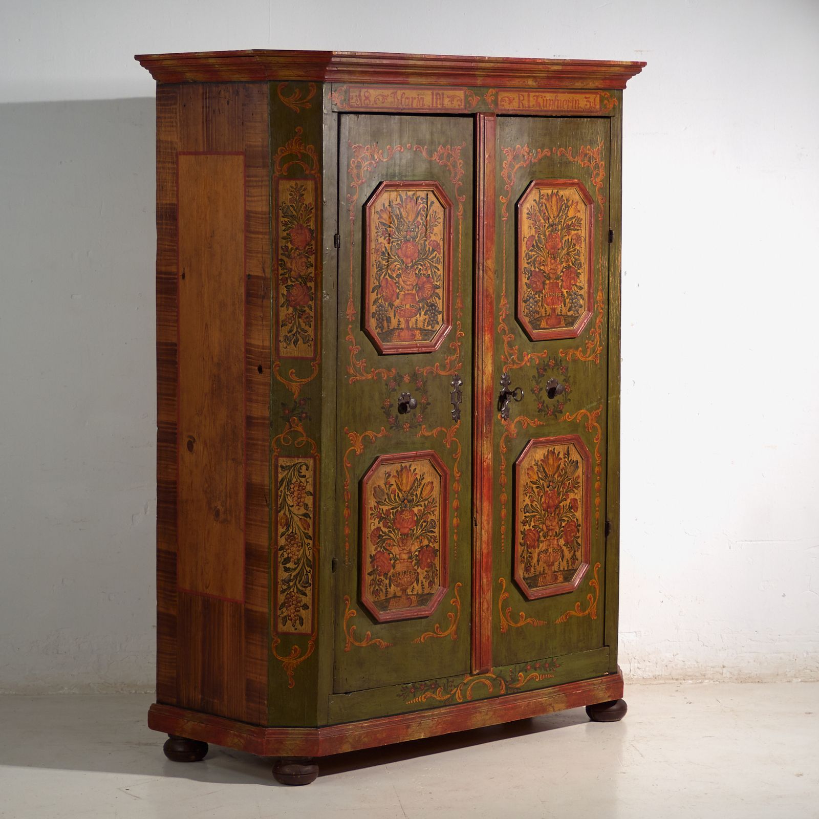 Antique Painted Armoire In Pine Wood Austria Year 1831 photo furniture