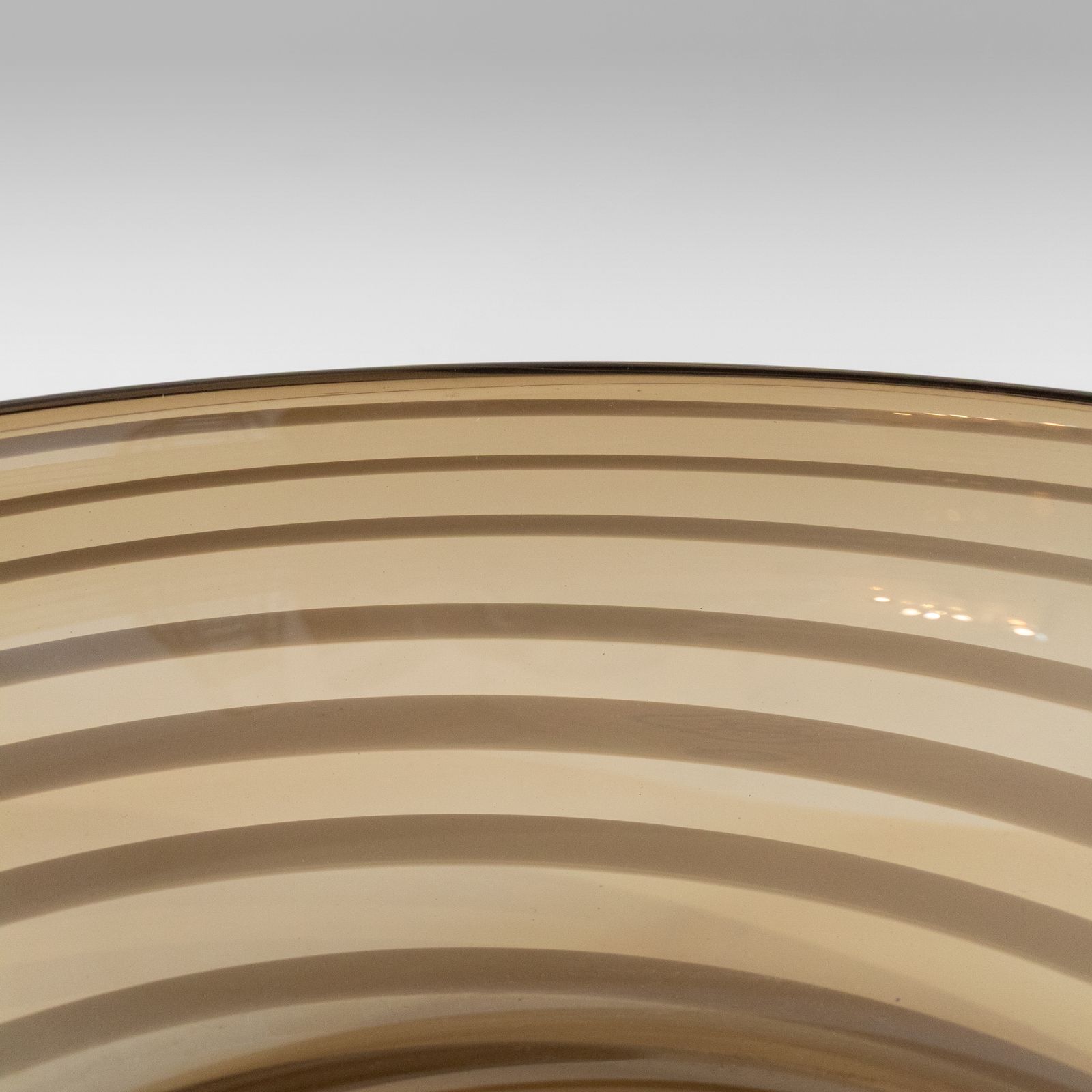 Venini Style Murano Sommerso Glass Centerpiece Bowl With Stripes Coffee & White photo buy